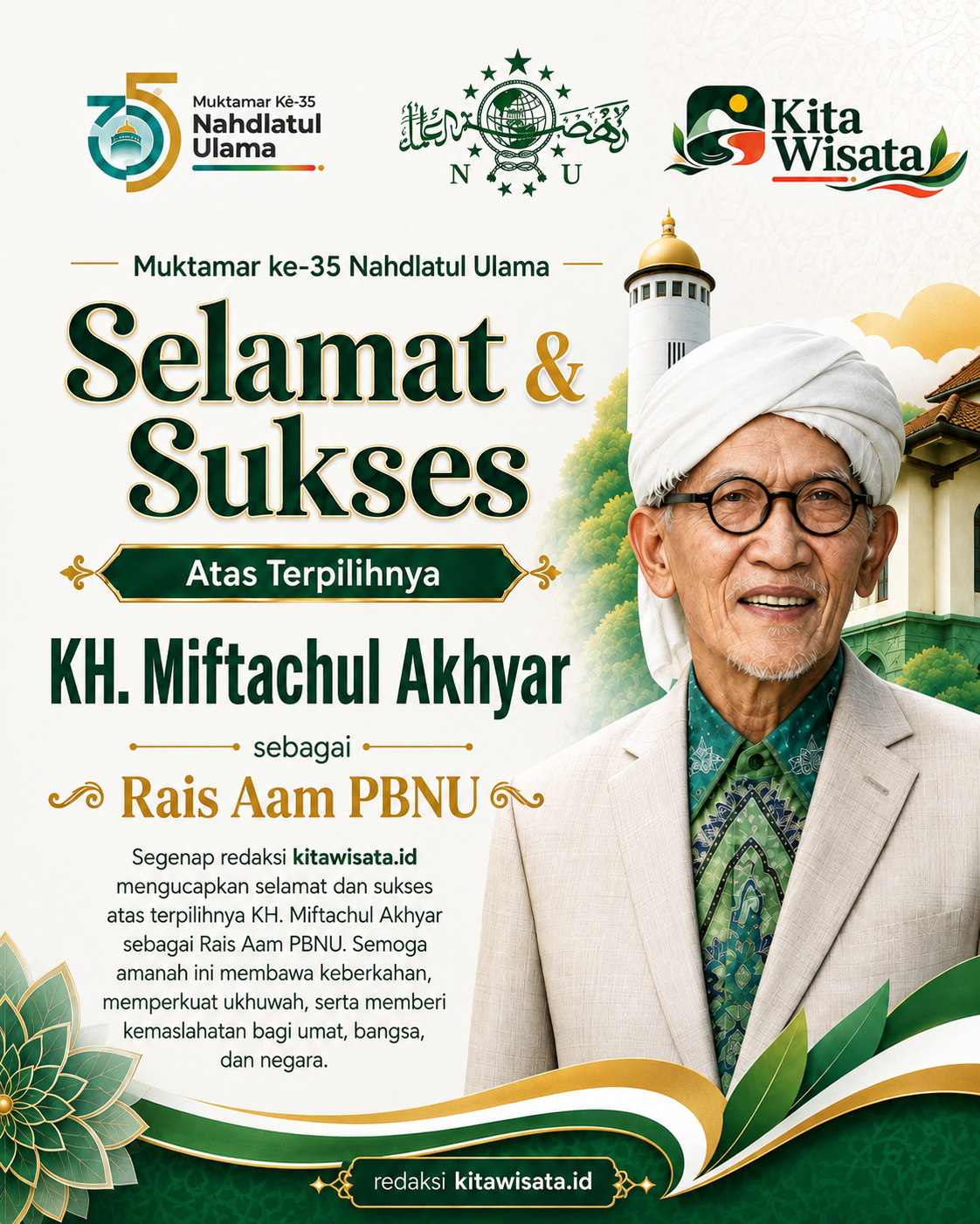 KH. Miftachul Akhyar Terpilih sebagai Rais Aam PBNU Periode 2026–2031